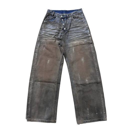 Brushed silver dirty blue washed jeans
