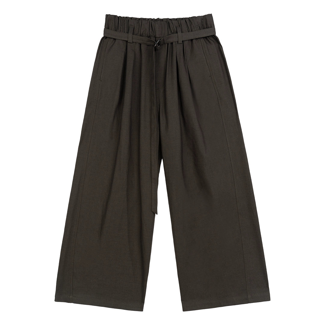 Waistband straight-leg trousers