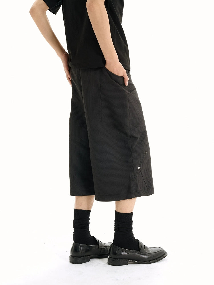 Double waist stripe cropped pants