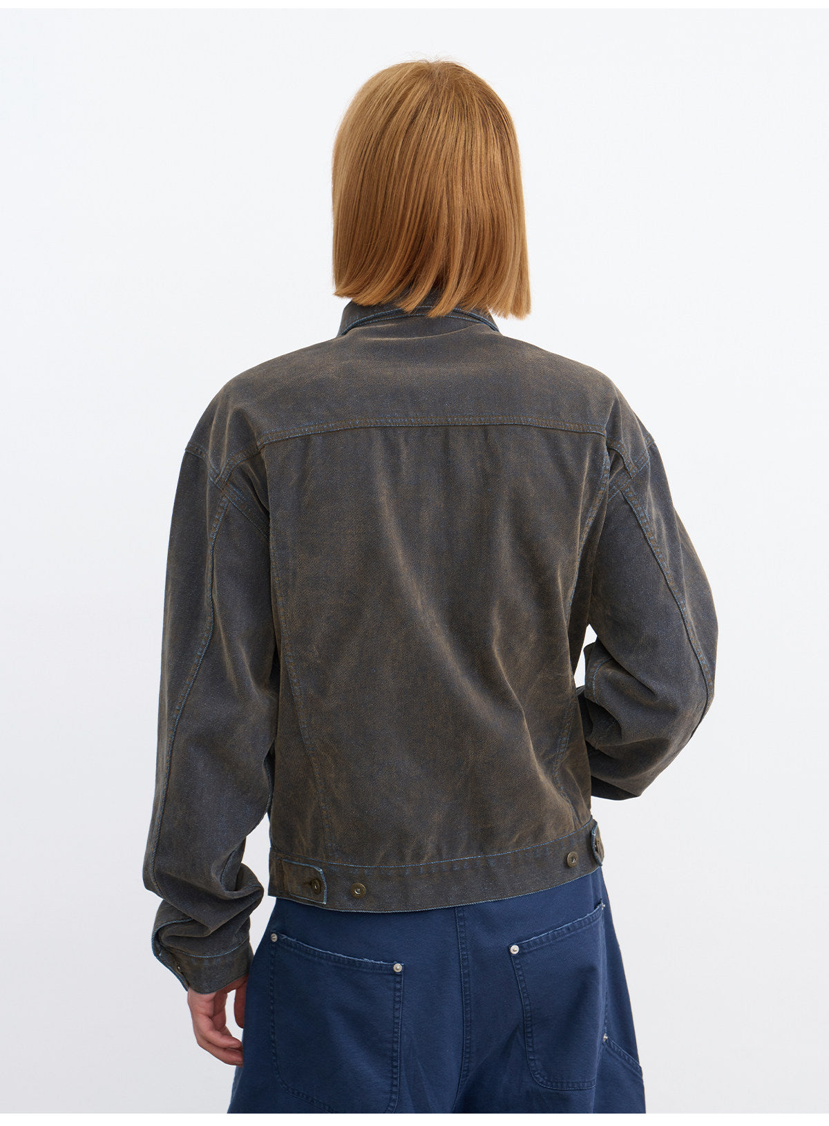 Mud velvet washed distressed denim jacket