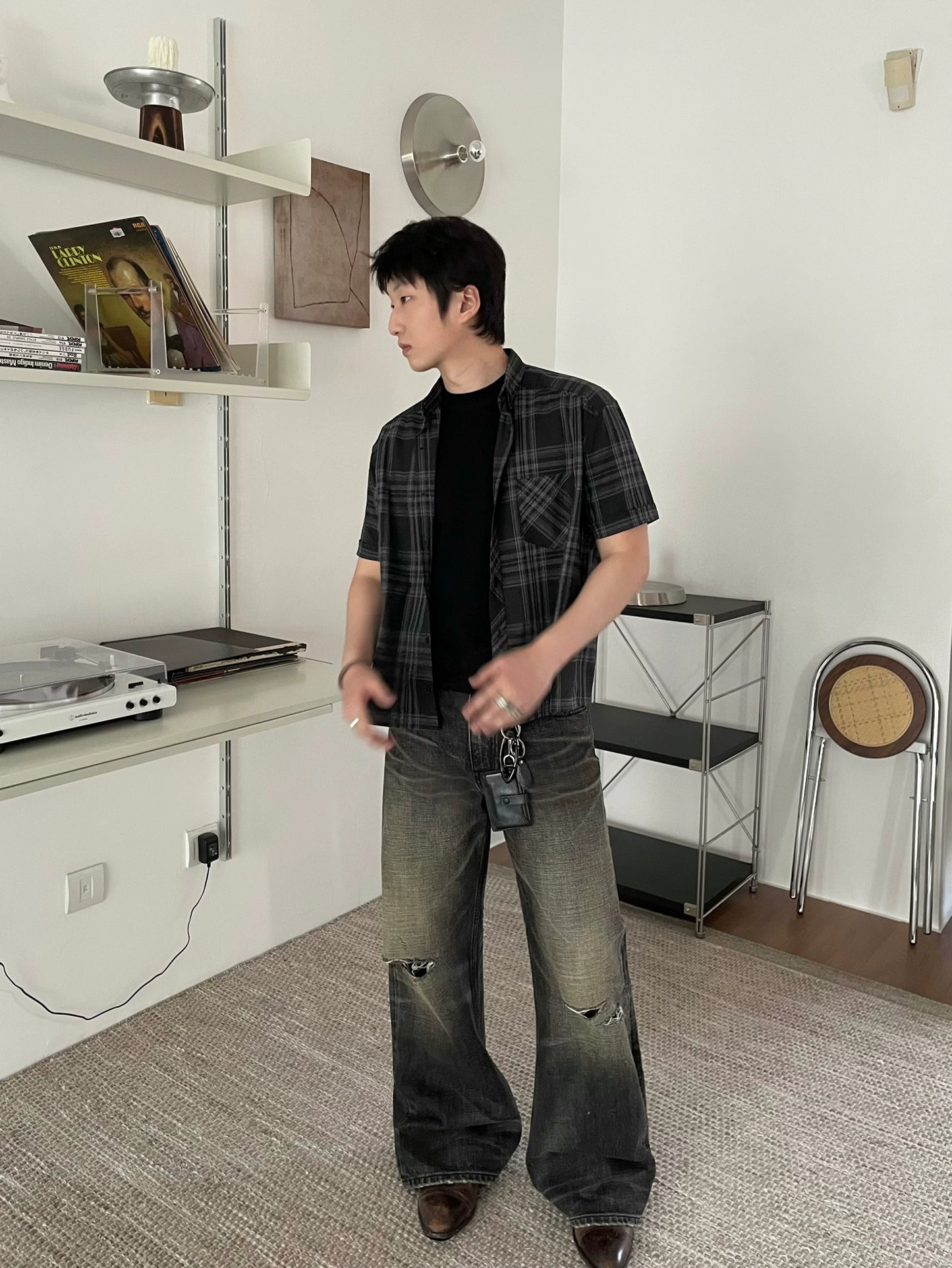Checked short-sleeve shirt
