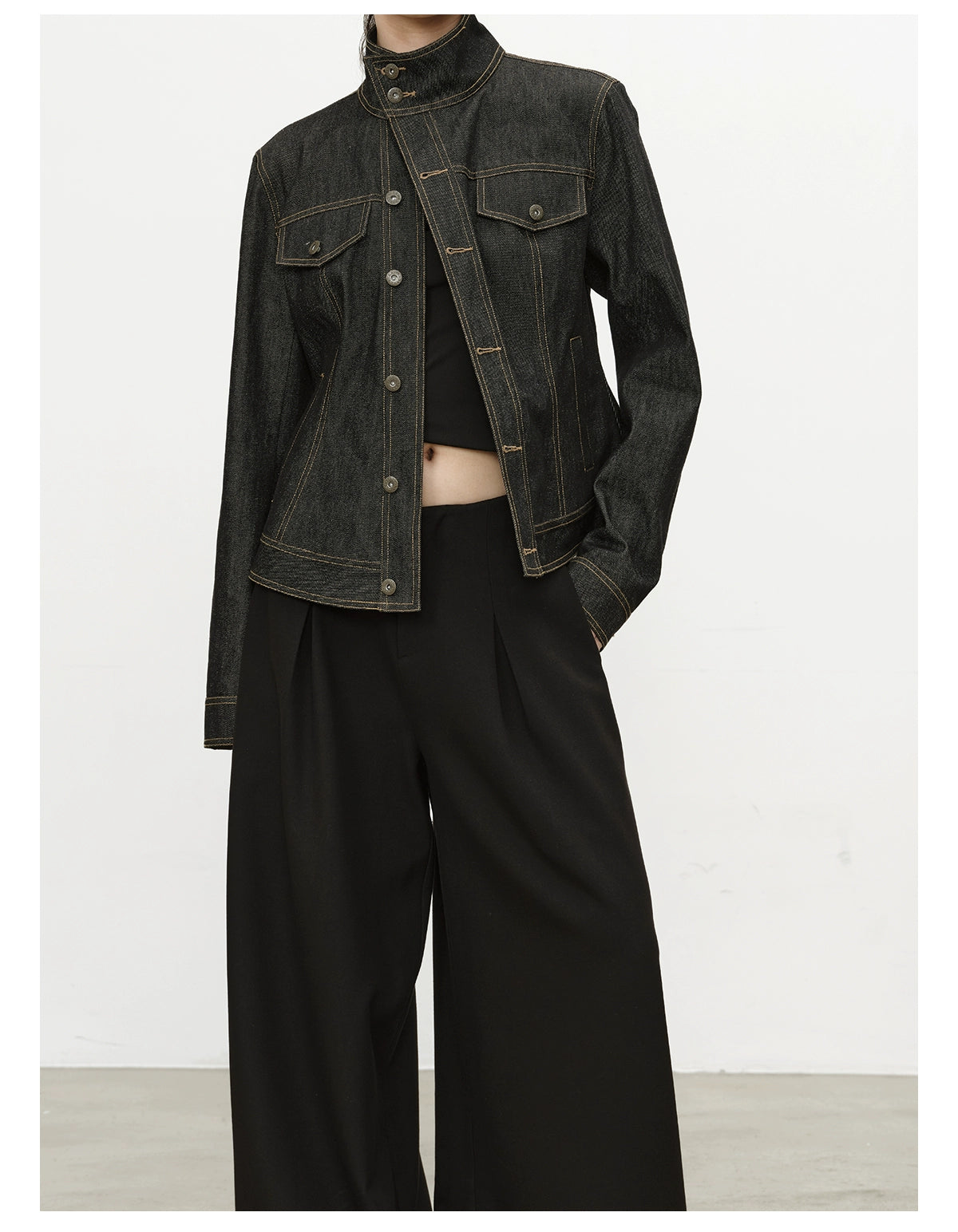 Slanted Placket Denim Jacket 12oz