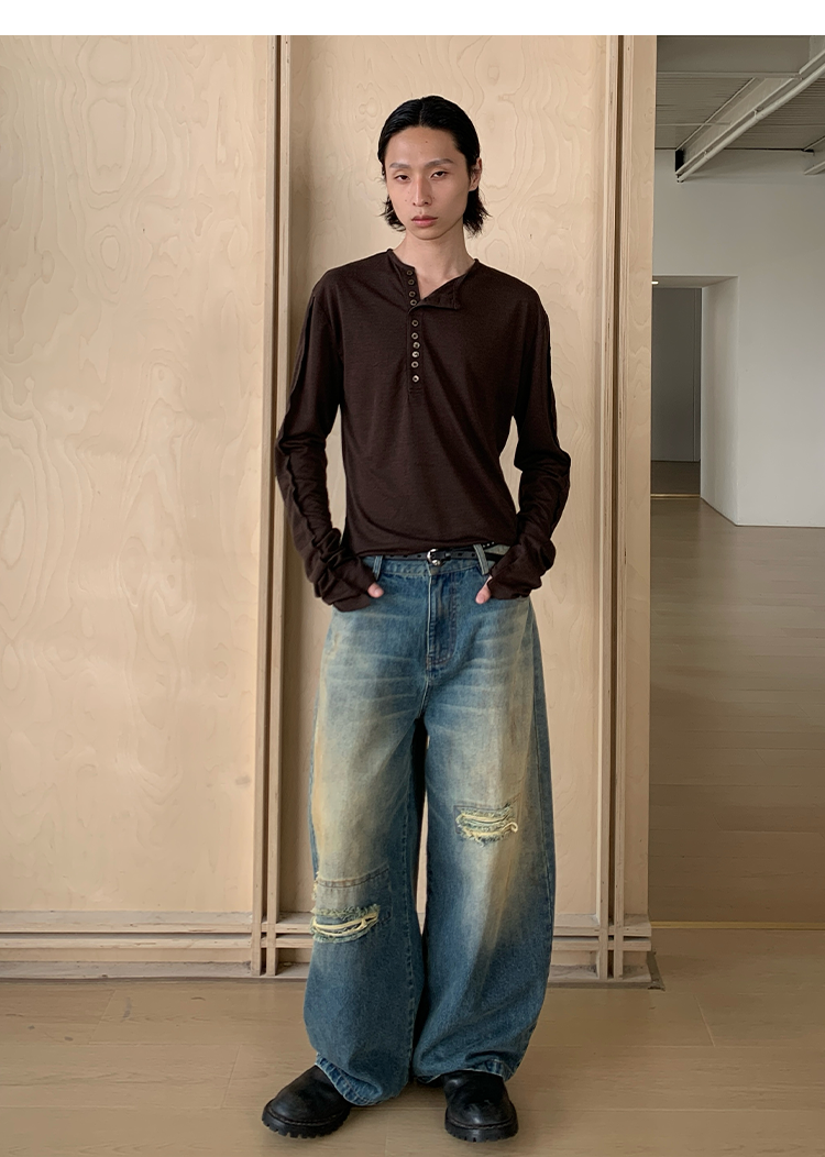 SADSOUP Mud-dyed washed jeans
