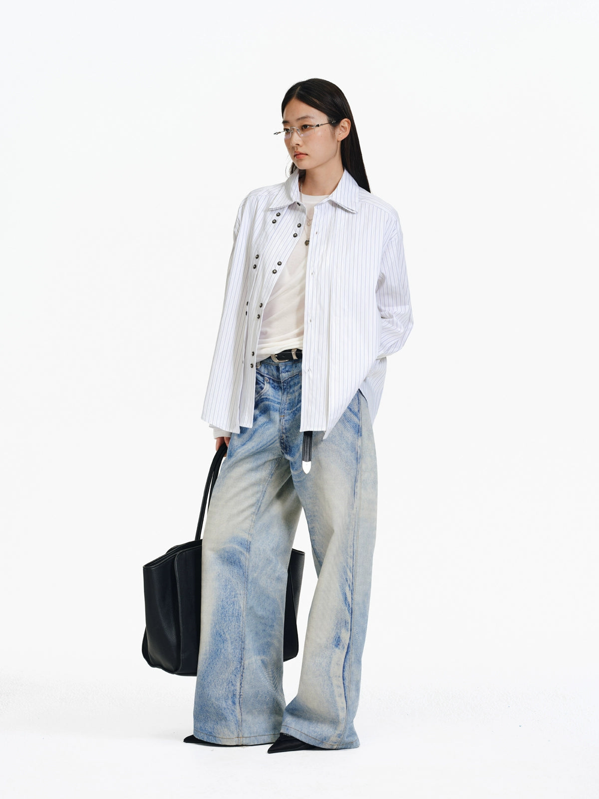 Digital Ink Print Wide Jeans