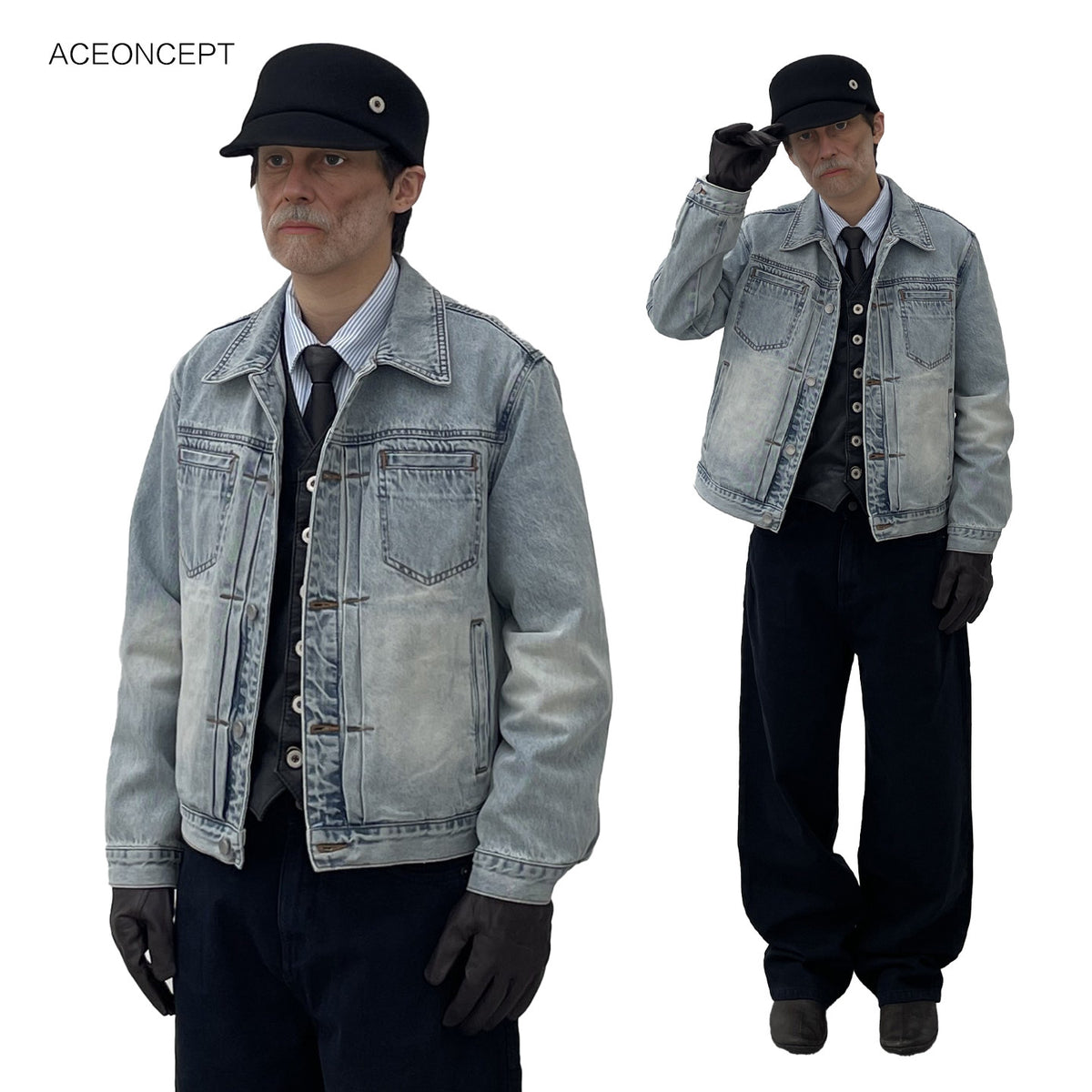 Short Slim Fit Washed Denim Jacket