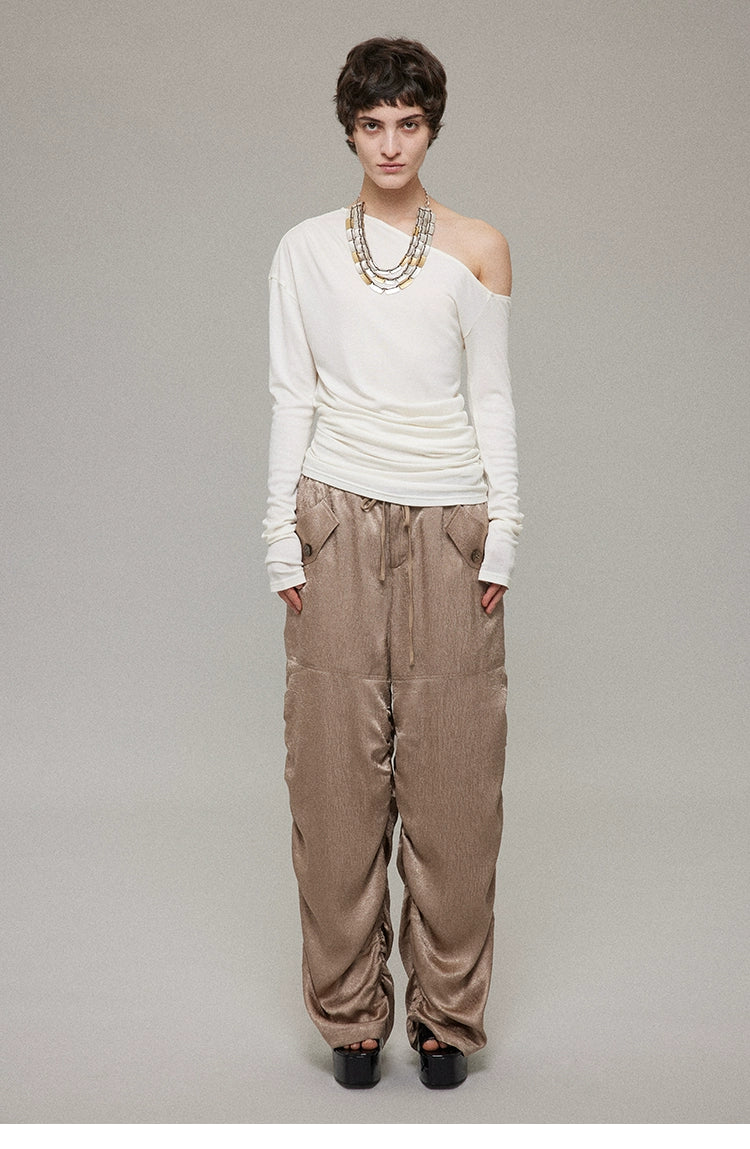 Asymmetry Shoulder long sleeve T-shirt