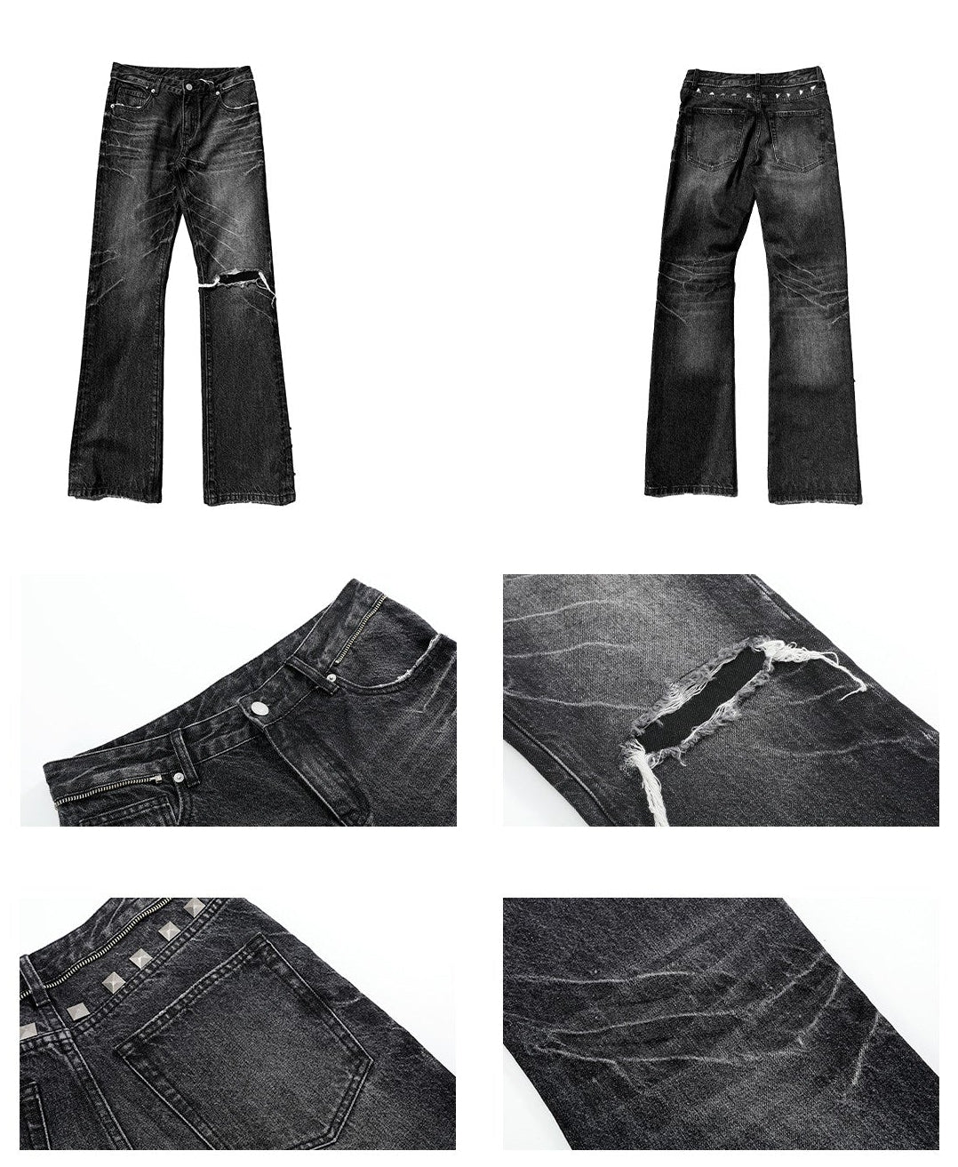 Vintage destroy skinny studded jeans