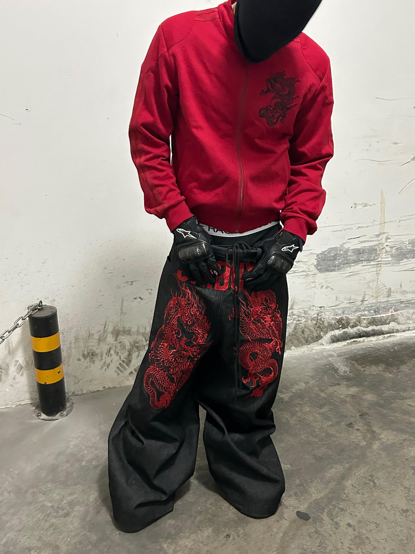SHIBUYA HEAVY INDUSTRIES DRAGON EMBROIDERY REVERSIBLE JEANS