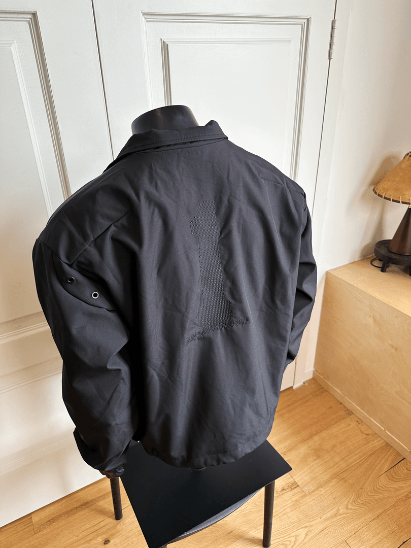 UV cut short wide accordion pleated stand-collar jacket