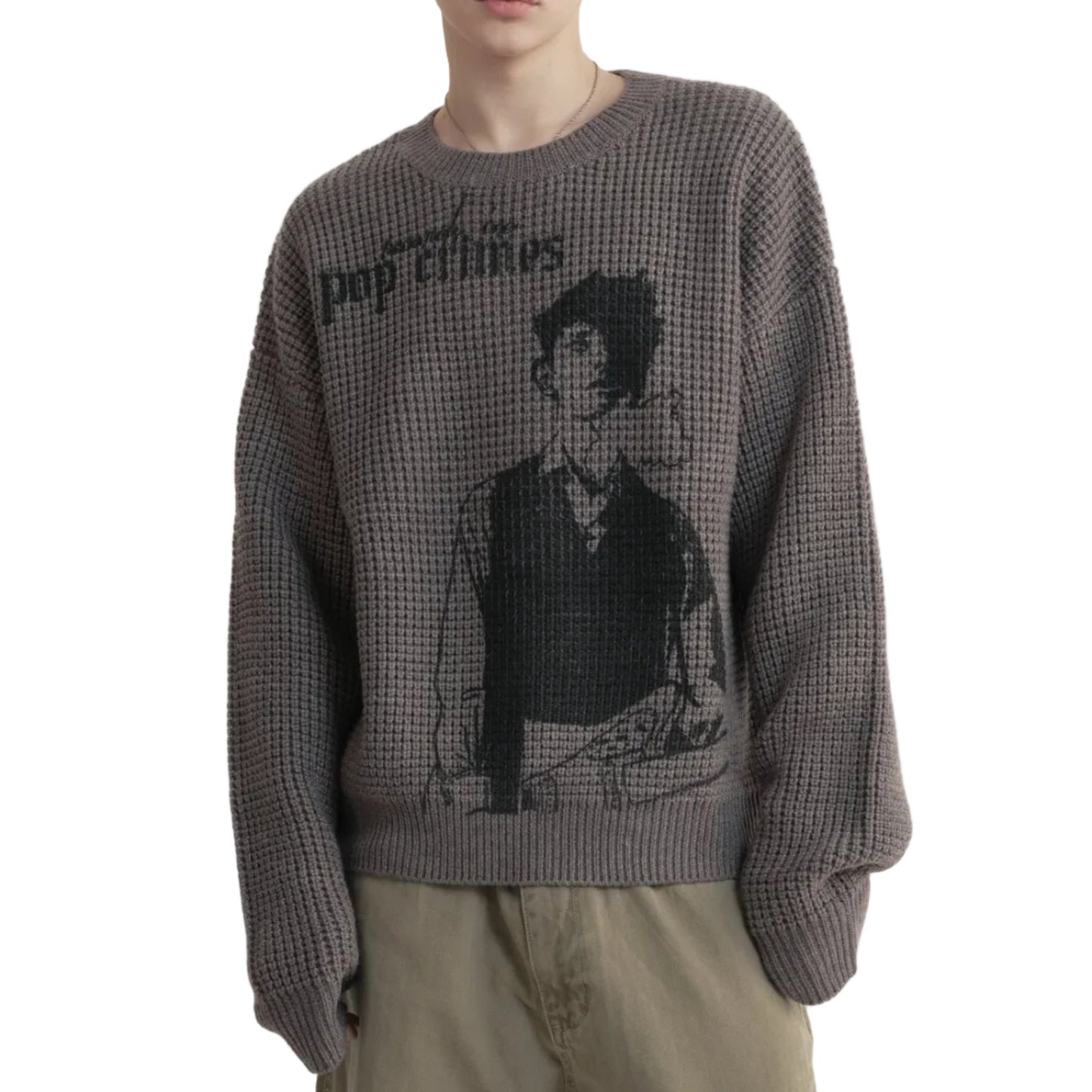 POP CRIMES Wool chunky waffle sweater