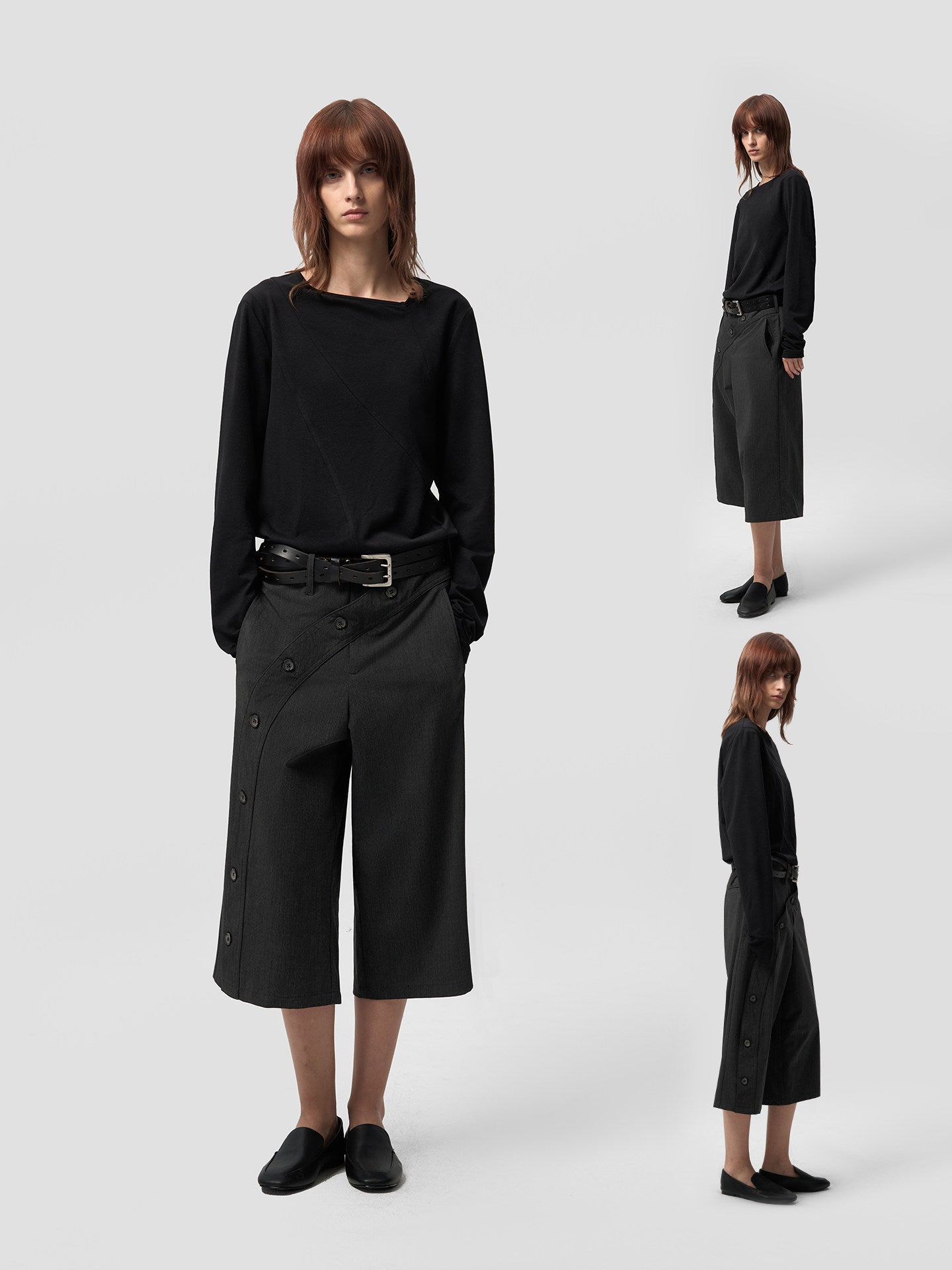 Contour split long-sleeve T-shirt