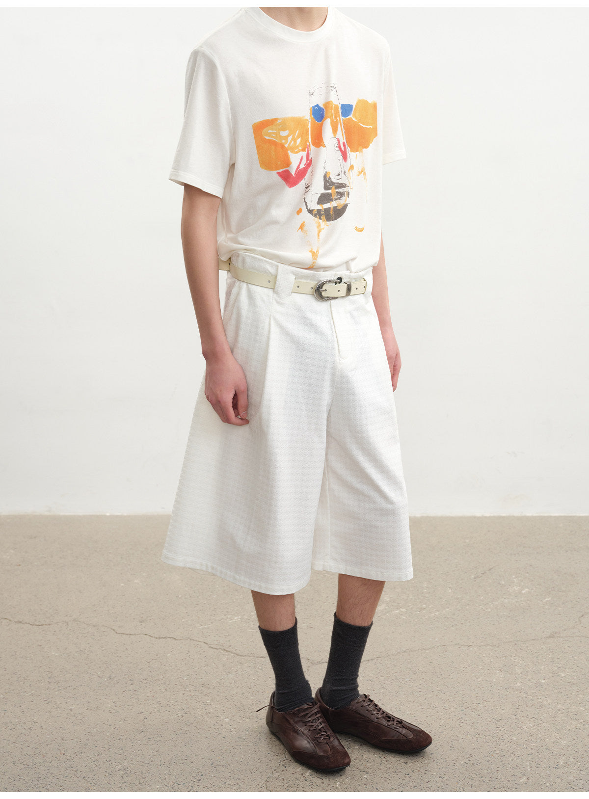 Houndstooth Pleated Cropped Pants