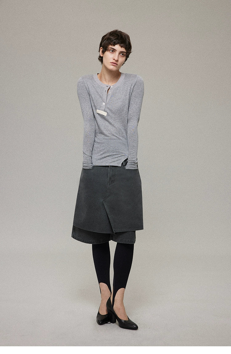 Distressed Panel Cropped Jeans