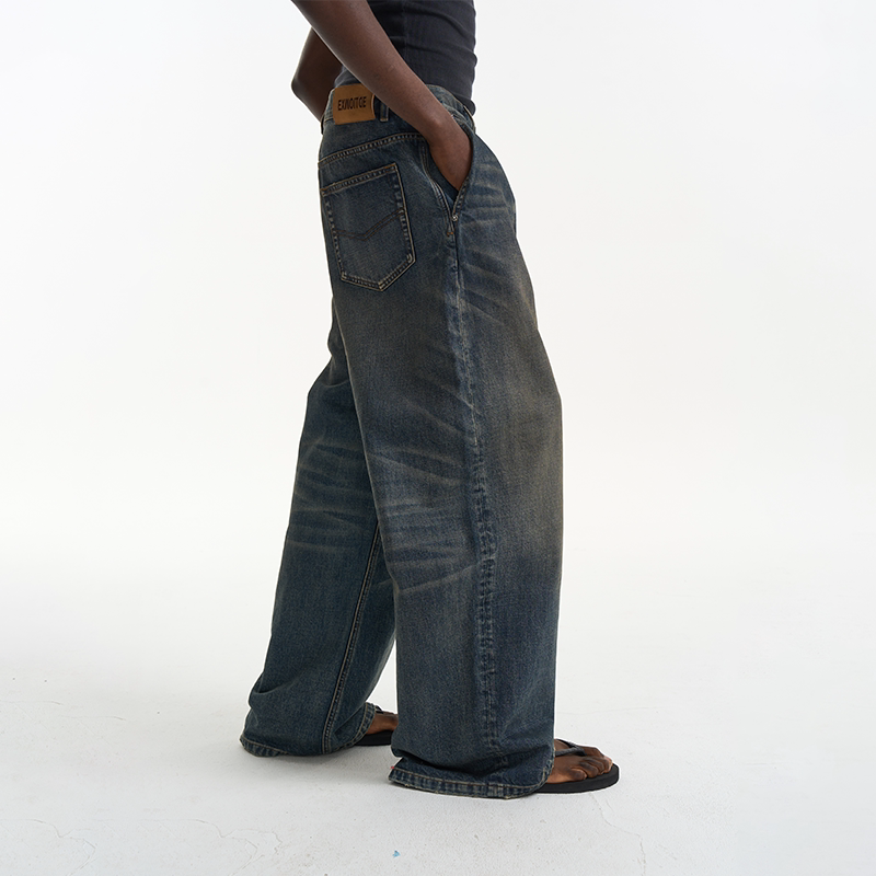 'Ace Pants' pinch pleated washed baggy jeans