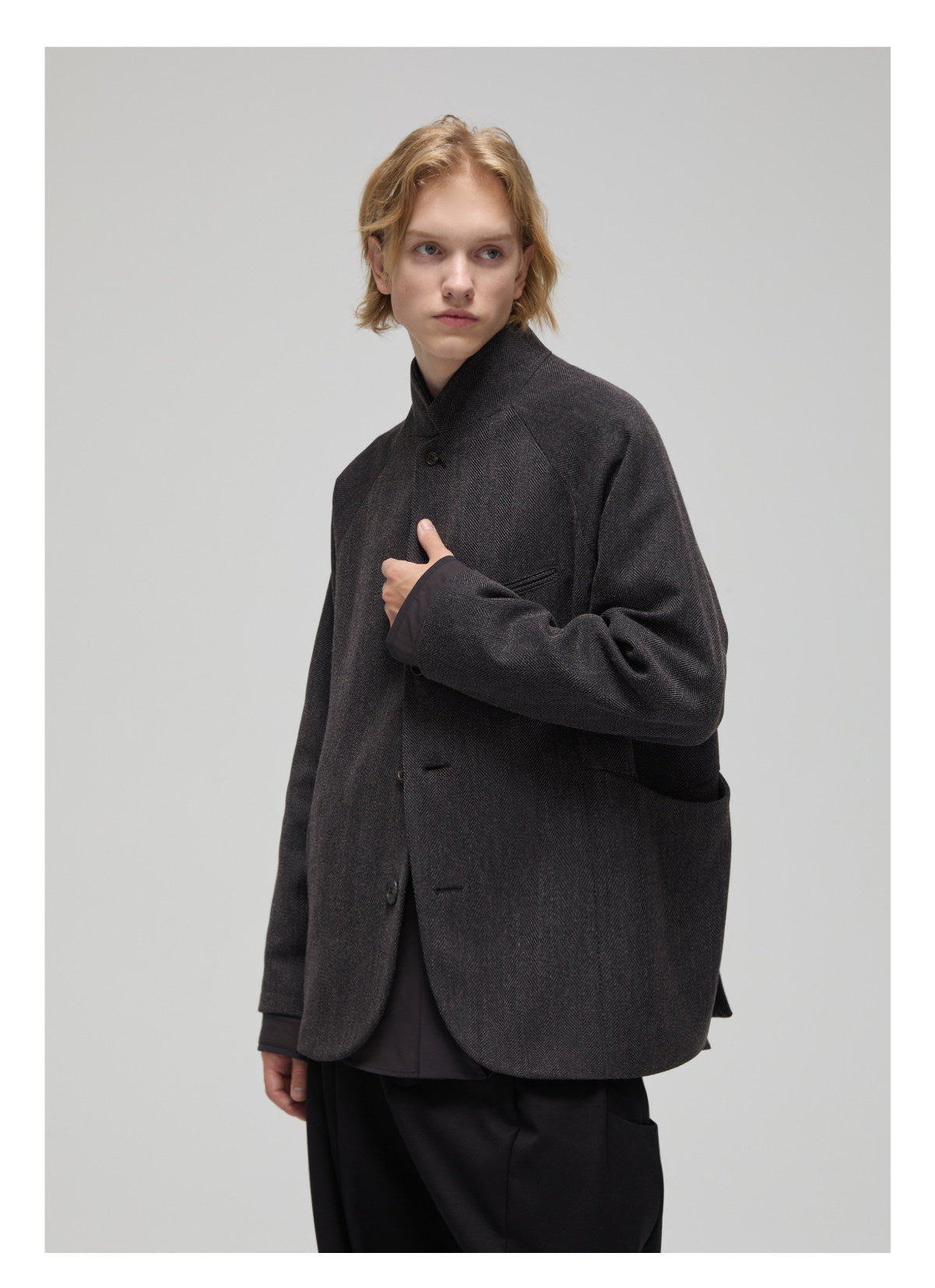 Japanese fed suit collar button jacket