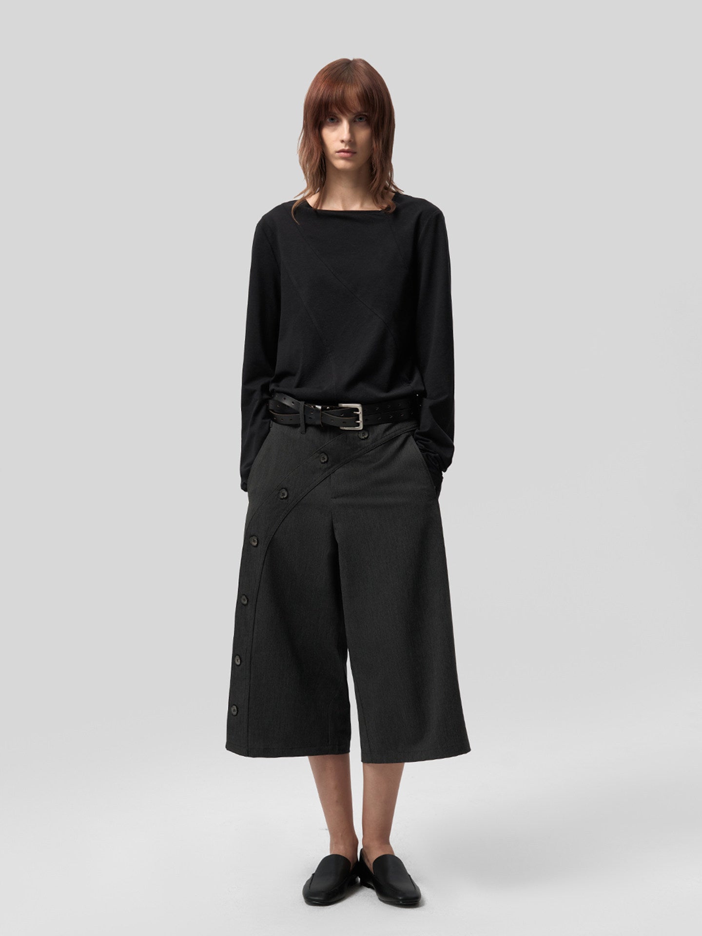 Contour split long-sleeve T-shirt