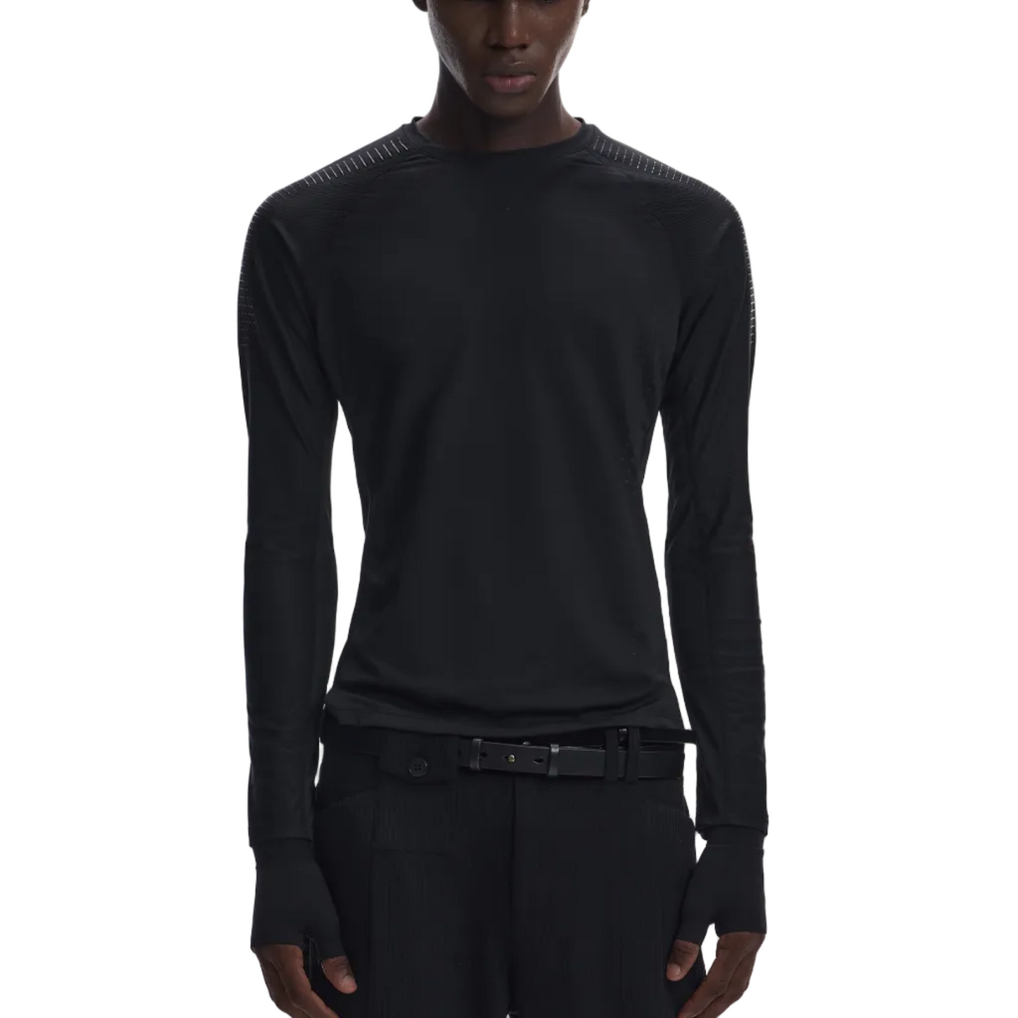 Dot print ftted long-sleeve