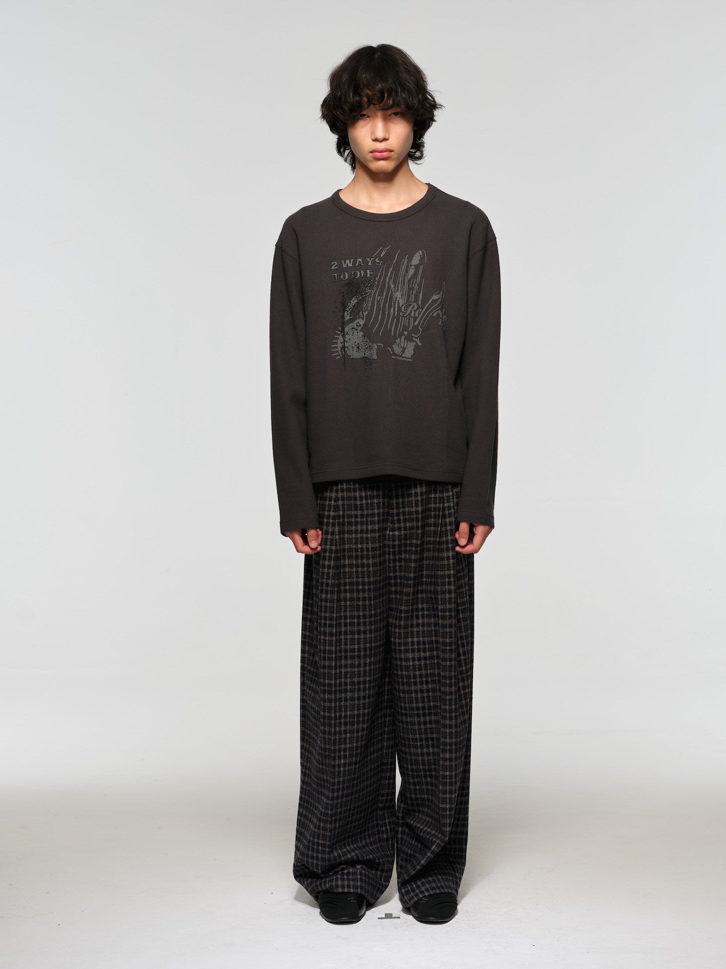 Plaid Wool Wide-Leg Pants