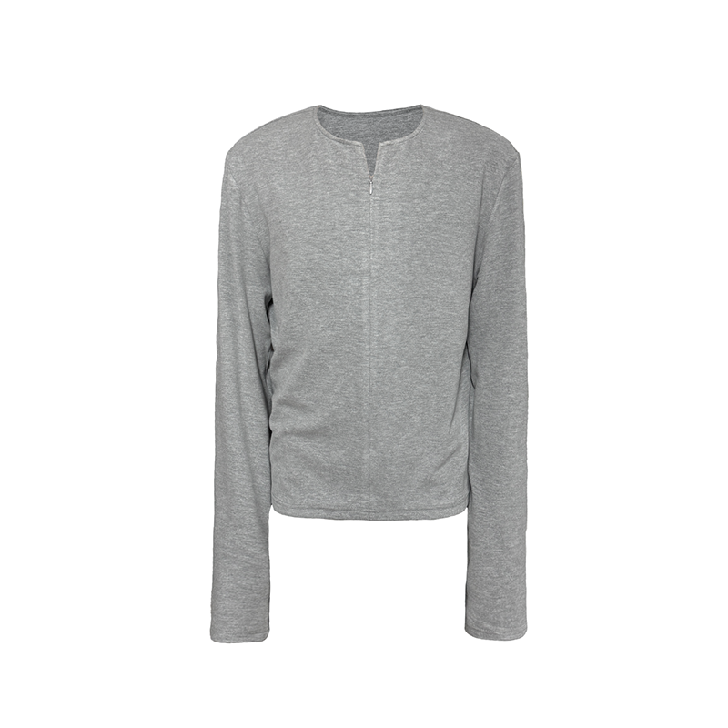 Half-Open Zip Long Sleeve T-shirt