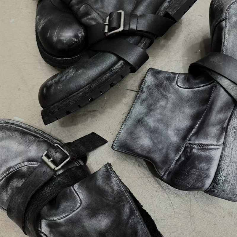 Aged Frost Lace-Up Engineer Boots