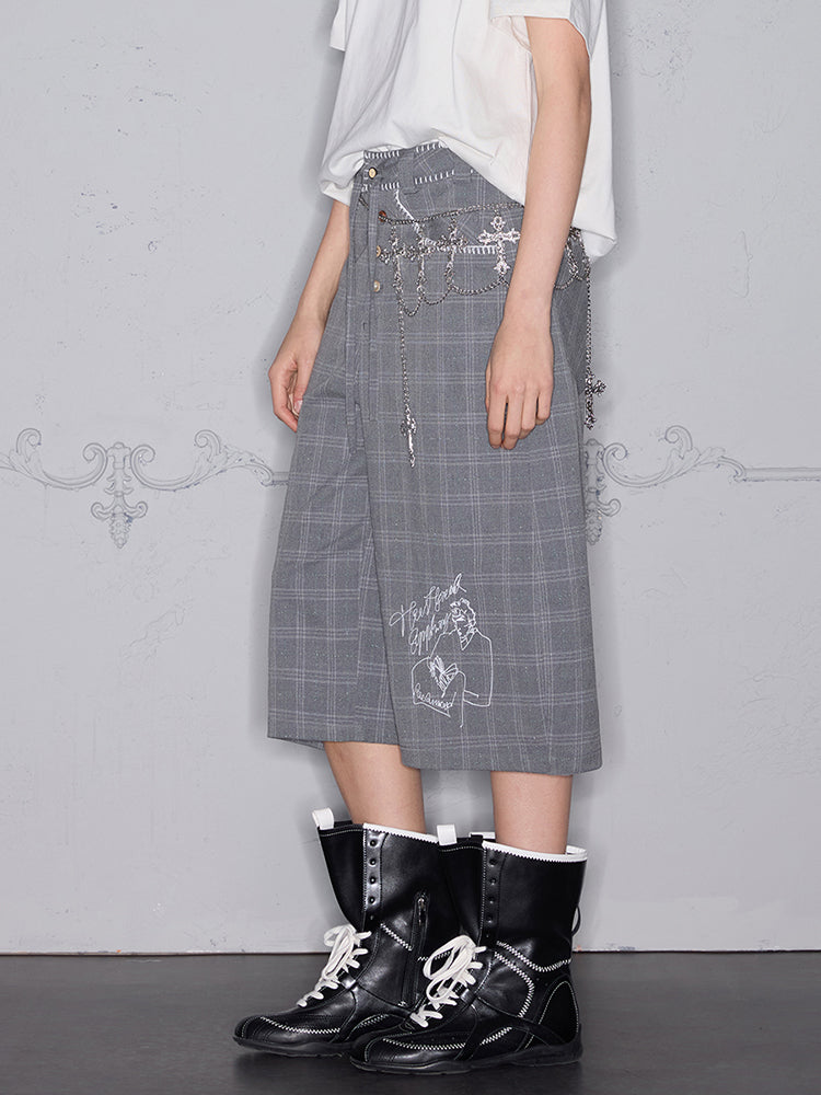 Rocawear mercerized hand-stitched check lace-up shorts