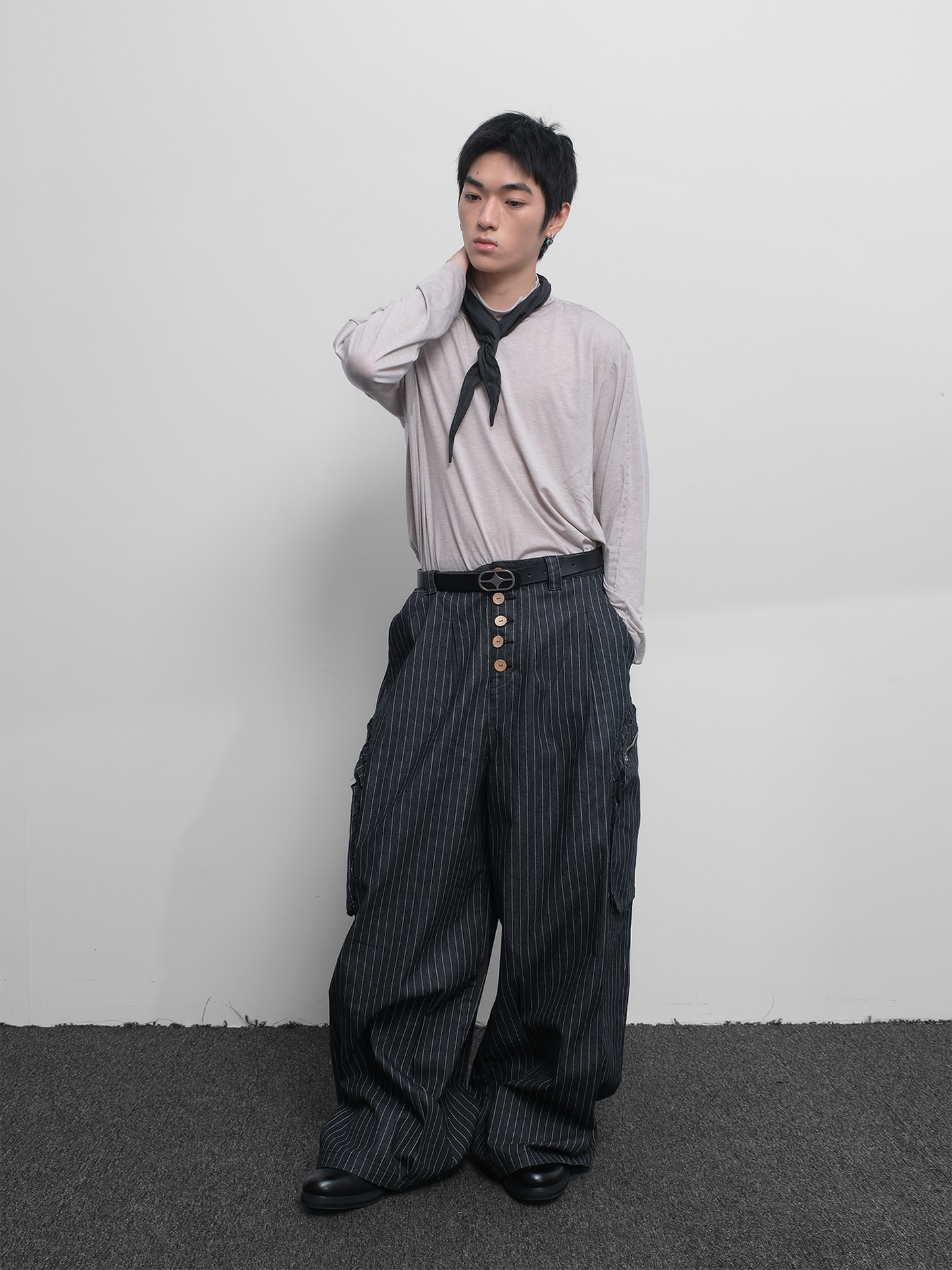 Rolled Up Collar Merino Wool Knit