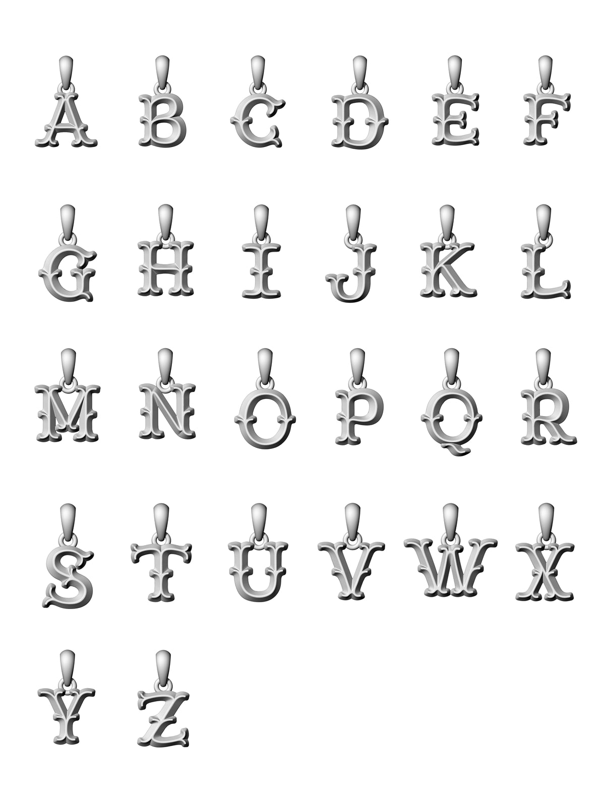 925 Silver Vintage Letter Pendant Necklace