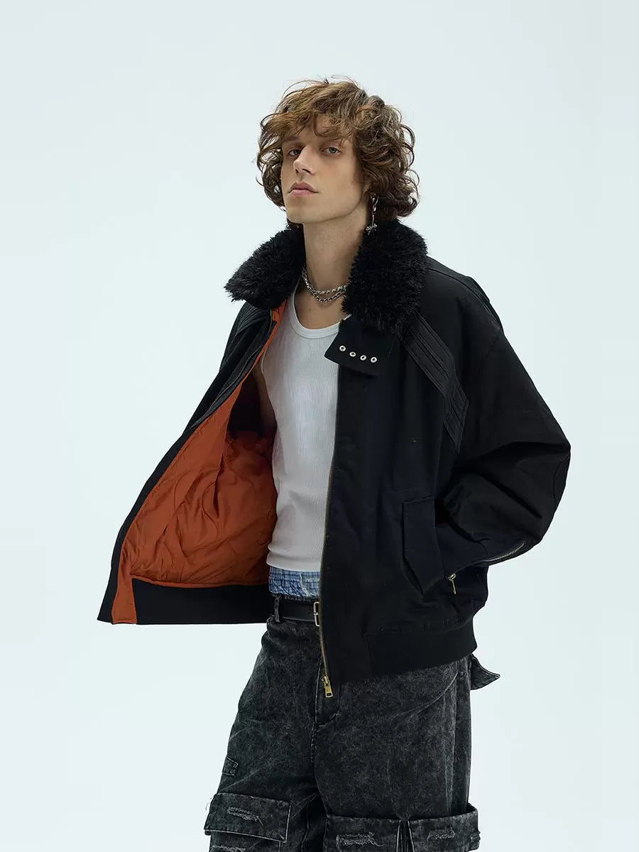 Fur Collar Padded Bomber Jacket