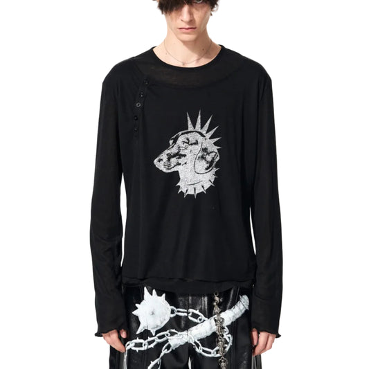 Dog Head Fake Layered Long-Sleeved T-Shirts