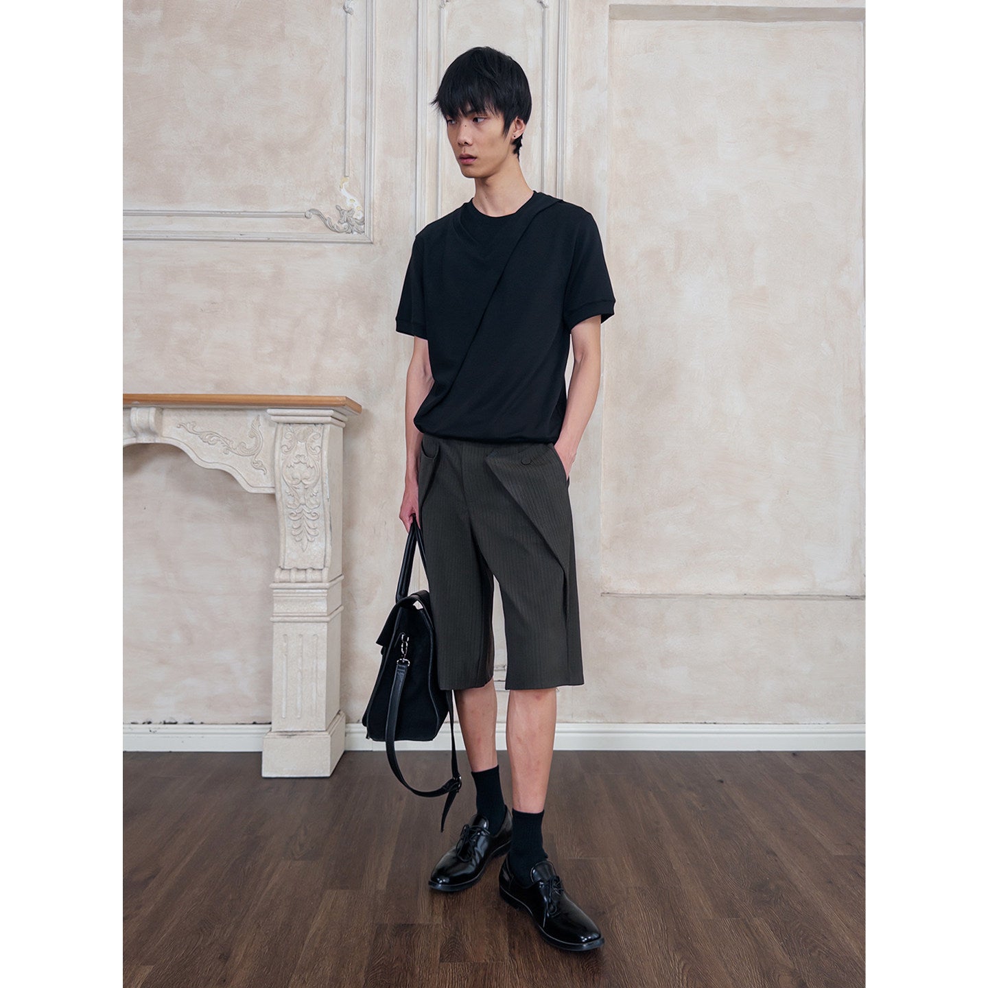 Carbon-Burnt Striped Shorts