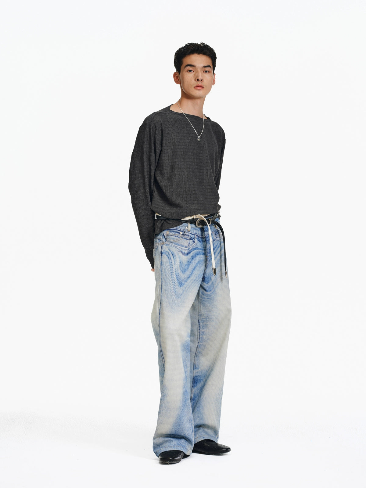 Digital Ink Print Wide Jeans