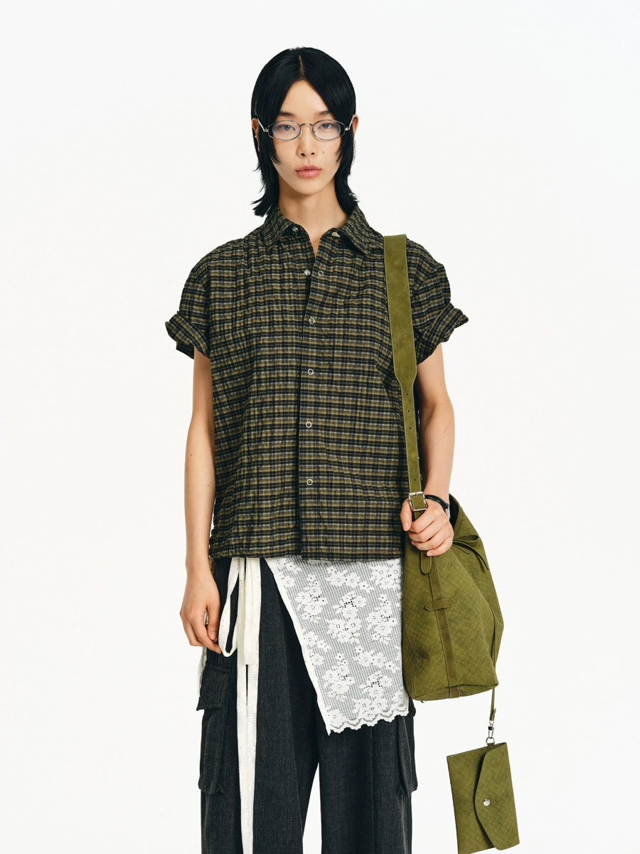 GREEN CHECK SHORT-SLEEVE SHIRT
