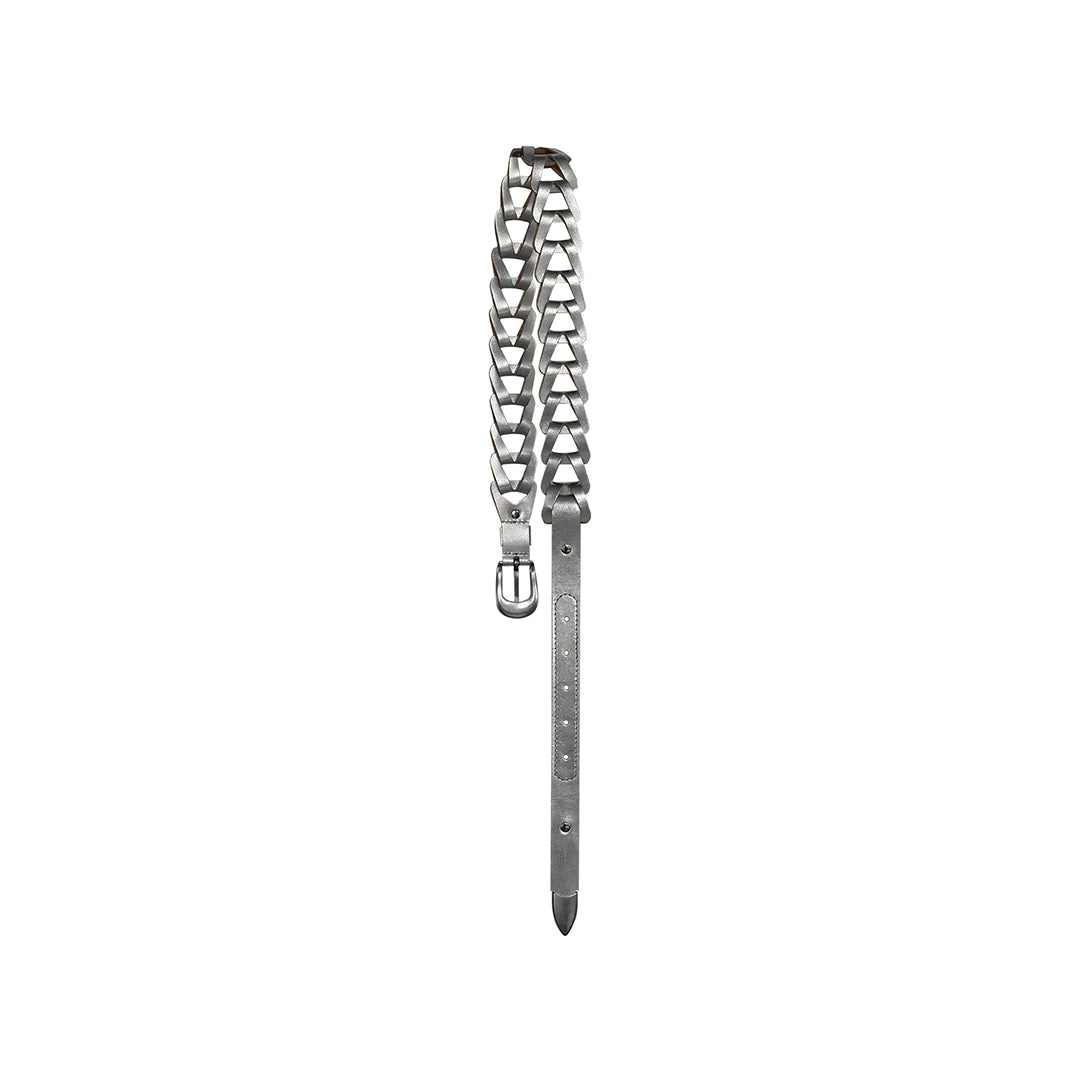 Metallic leather Braided Belt
