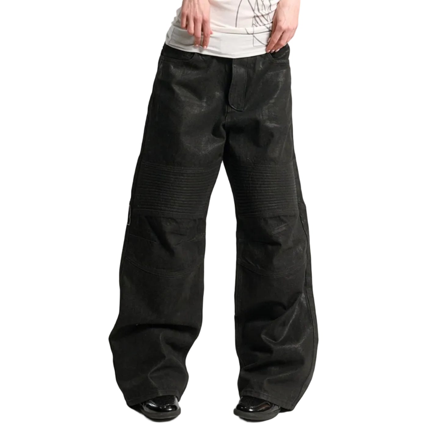 Wax Embroidery Heavy Biker Jeans