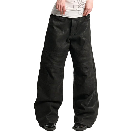 Wax Embroidery Heavy Biker Jeans