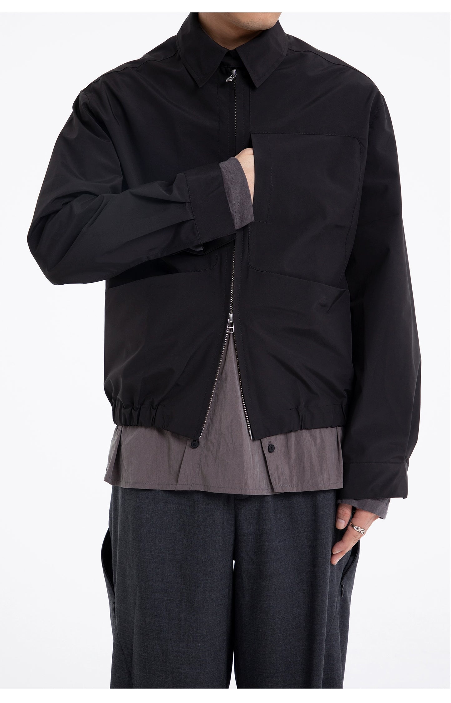 Double Zip Windproof Shirt Jacket