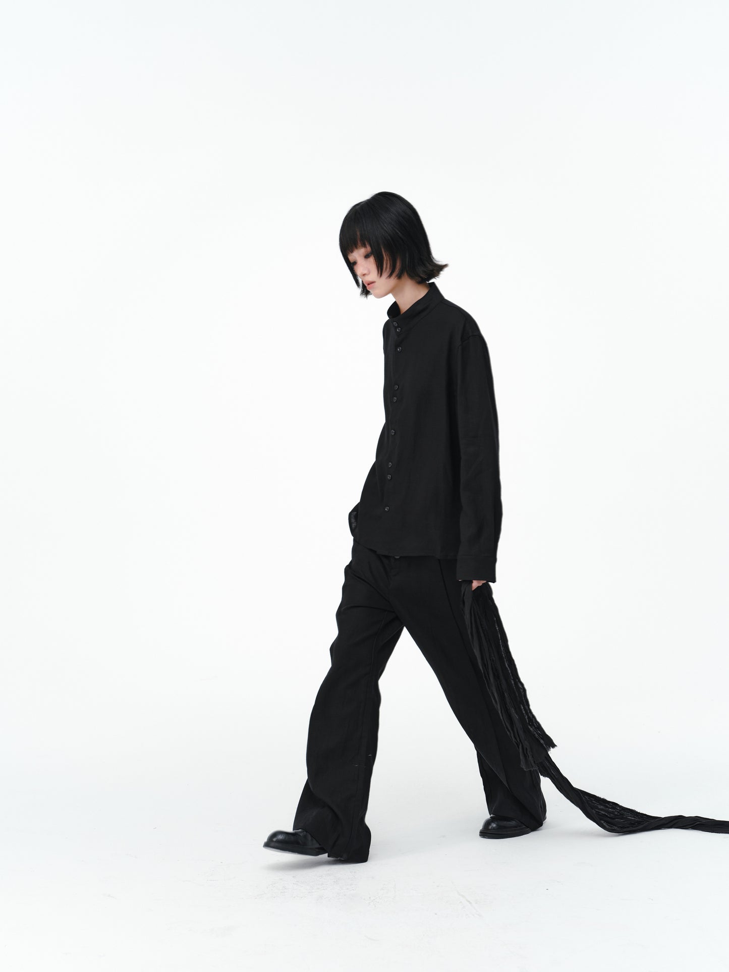 Vertical pleats draped trousers