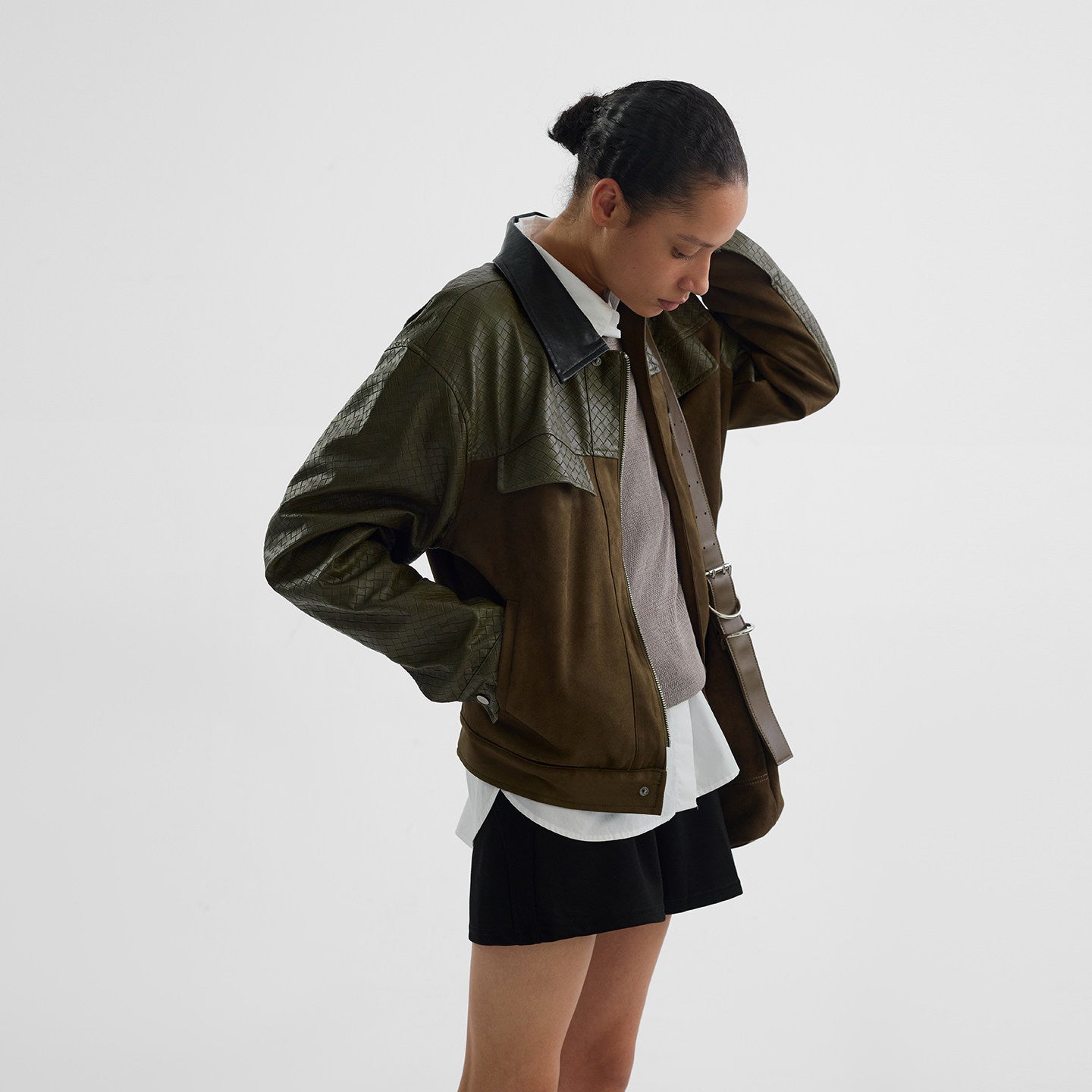 Woven embossed suede velvet jacket