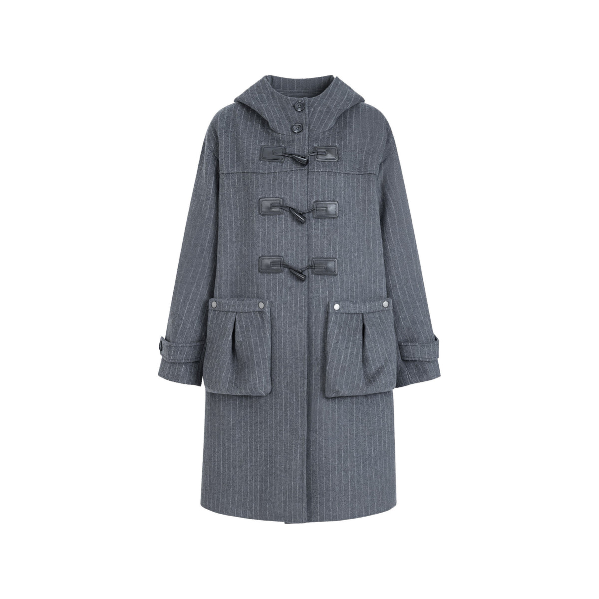 Hooded horn button coat