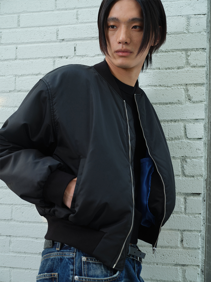 Pleated bomber jacket