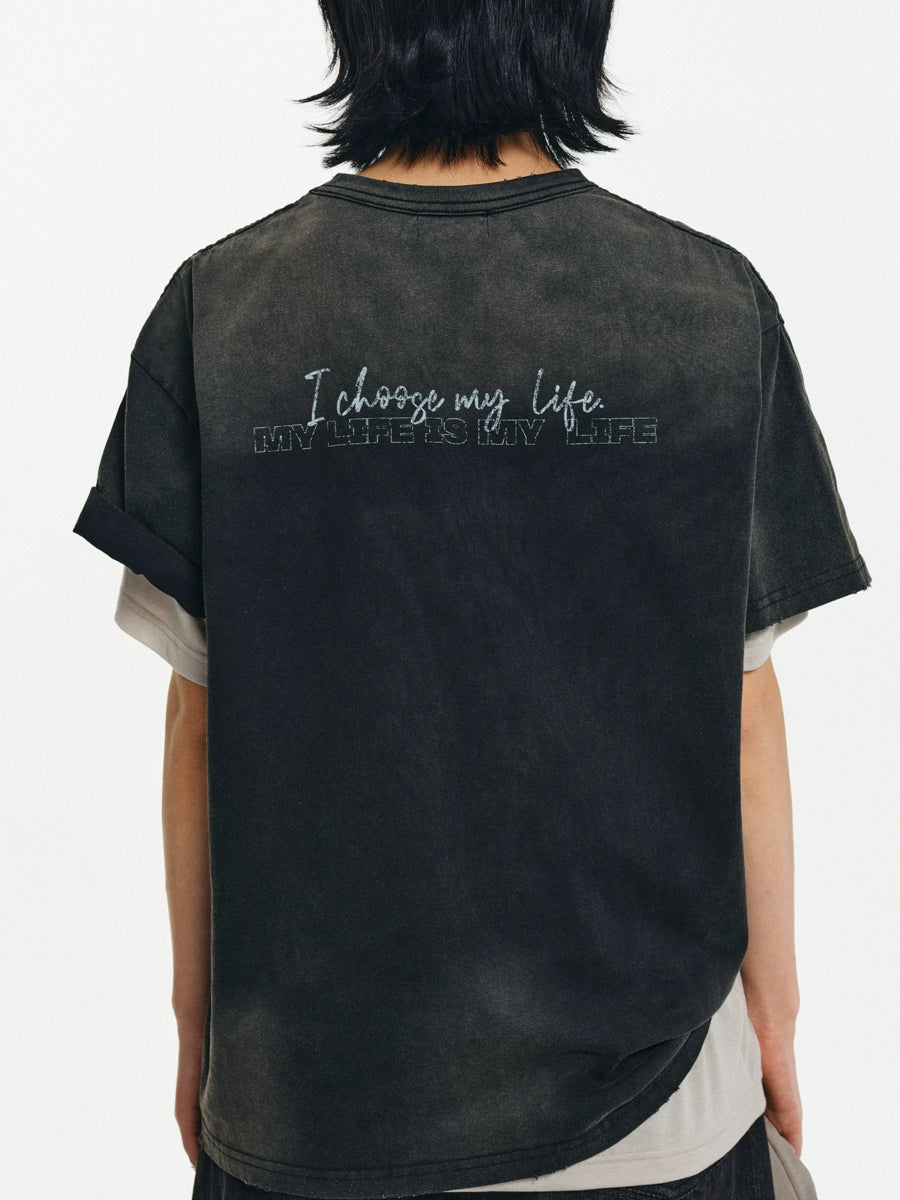 DISTRESSED FADED SHORT SLEEVE T-SHIRT