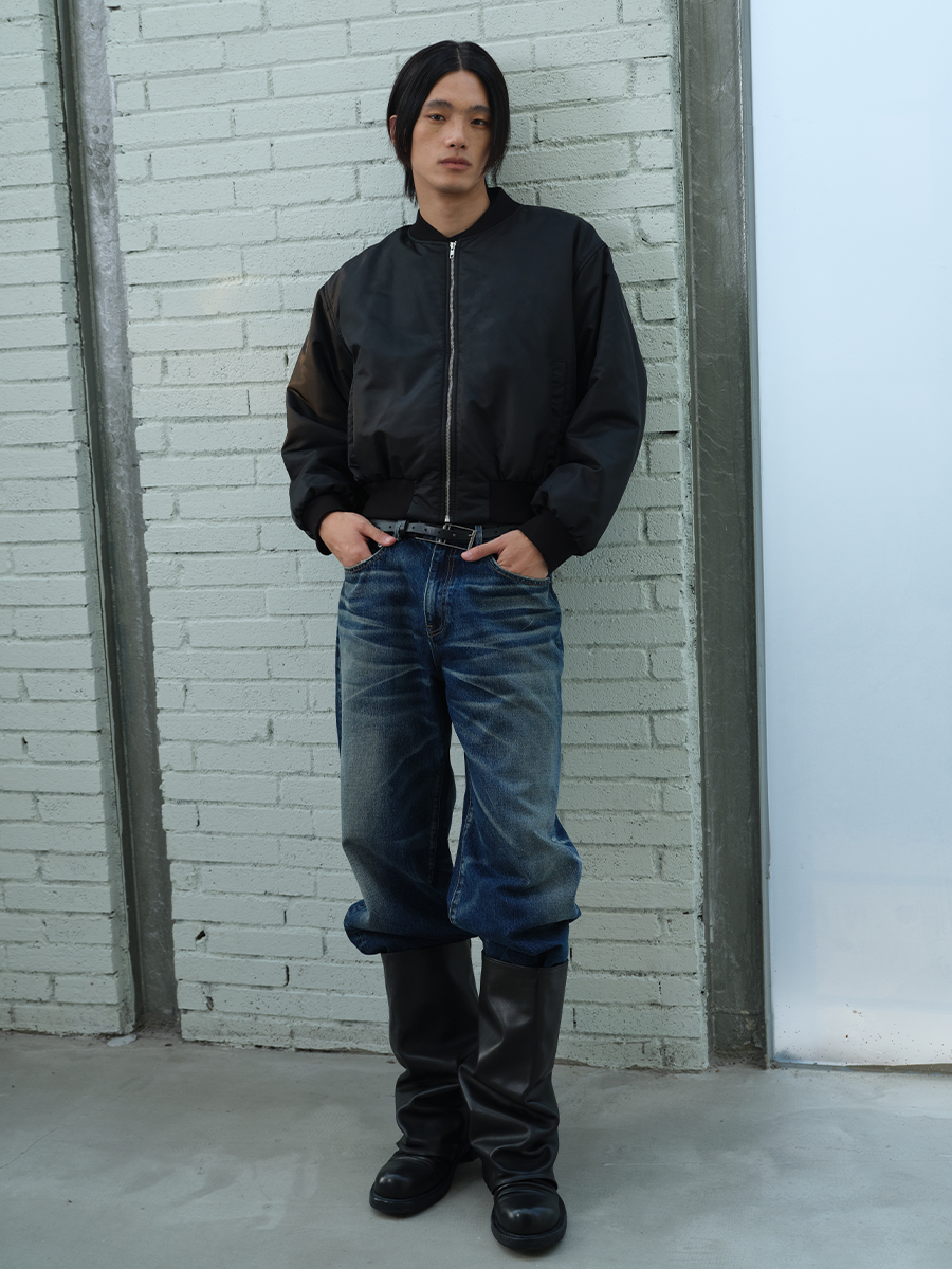 Pleated bomber jacket