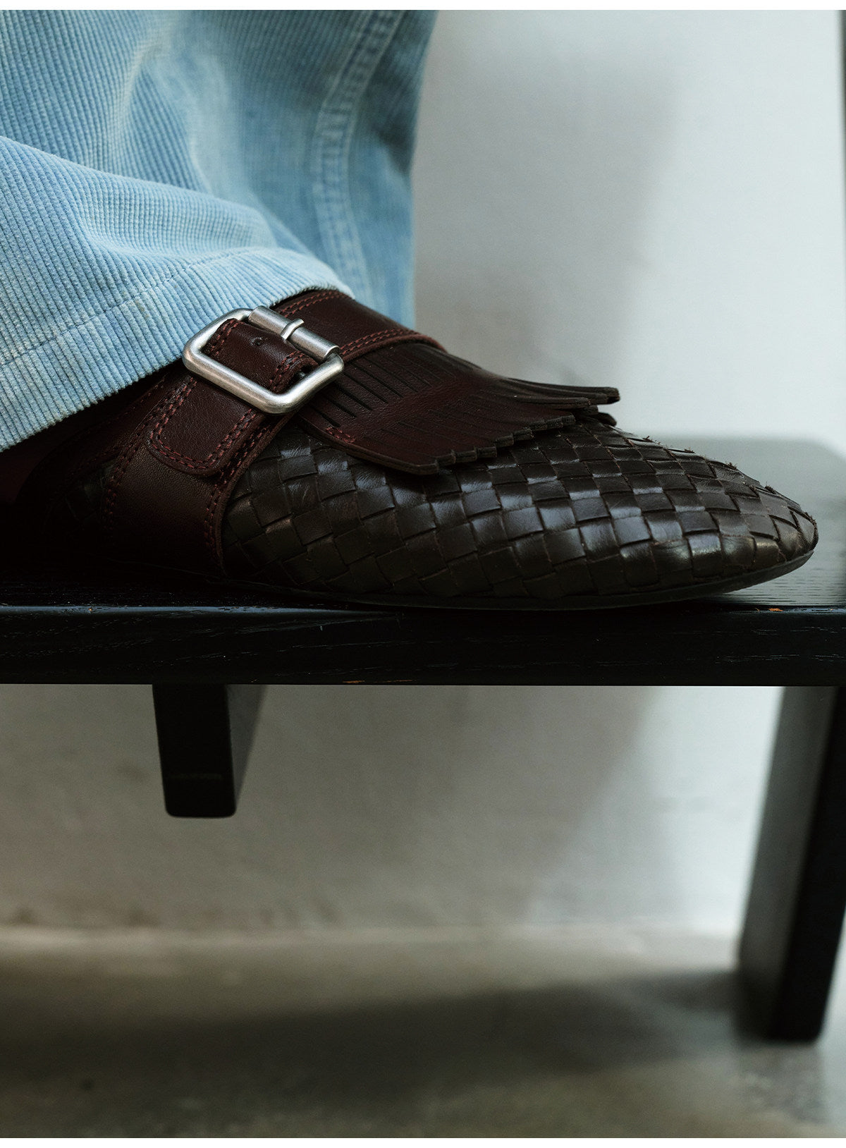 Monk Button Leather Slippers