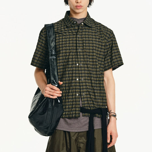 GREEN CHECK SHORT-SLEEVE SHIRT